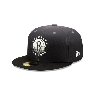 Brooklyn Nets Gorra | New Era NBA Back Half 59fifty Fitted Cap Mexico - Negros